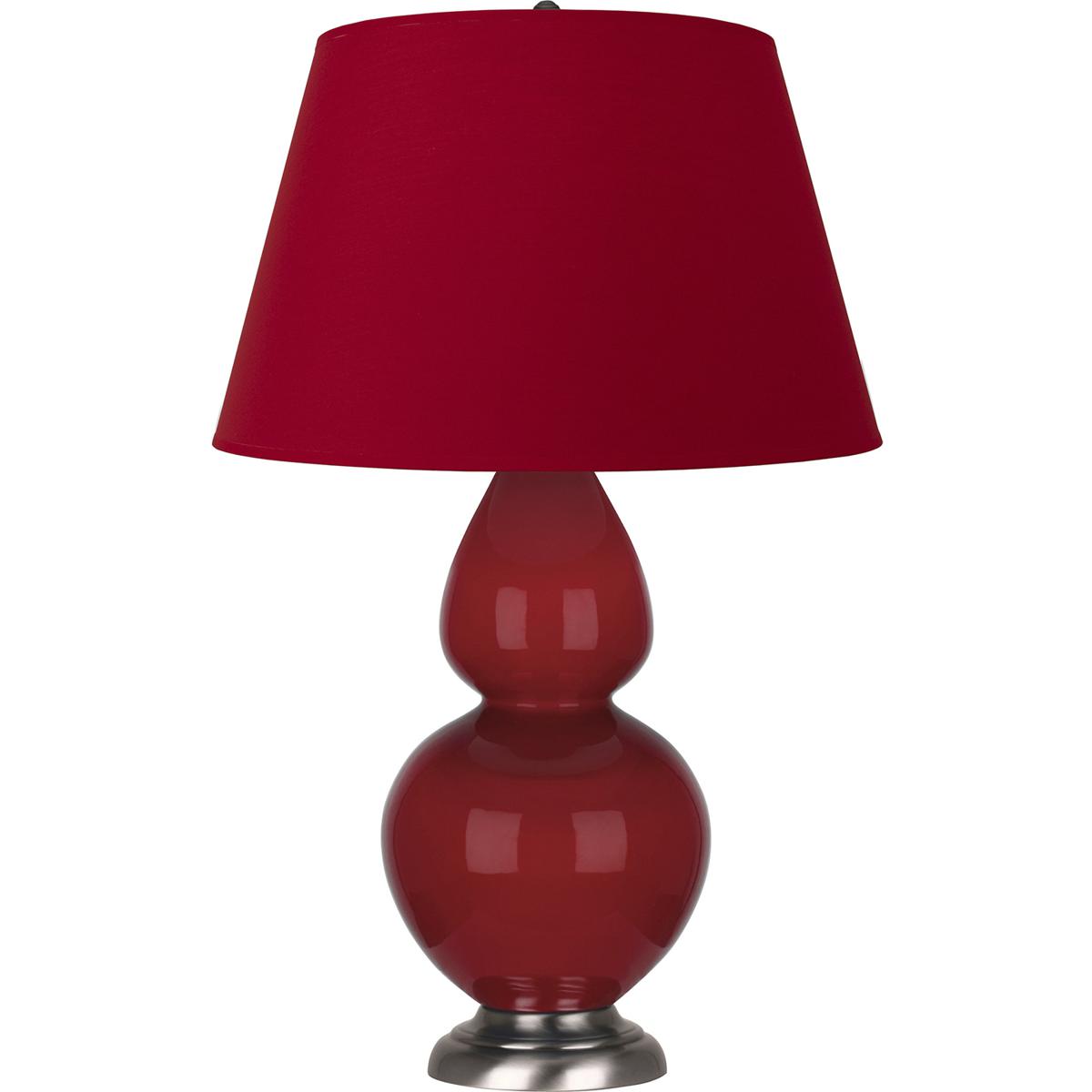 Robert Abbey RR22R Double Gourd 31 inch 150 watt Ruby Red Glazed Ceramic with Antique Silver Table Lamp Portable Light in Rose Red with Ink Black