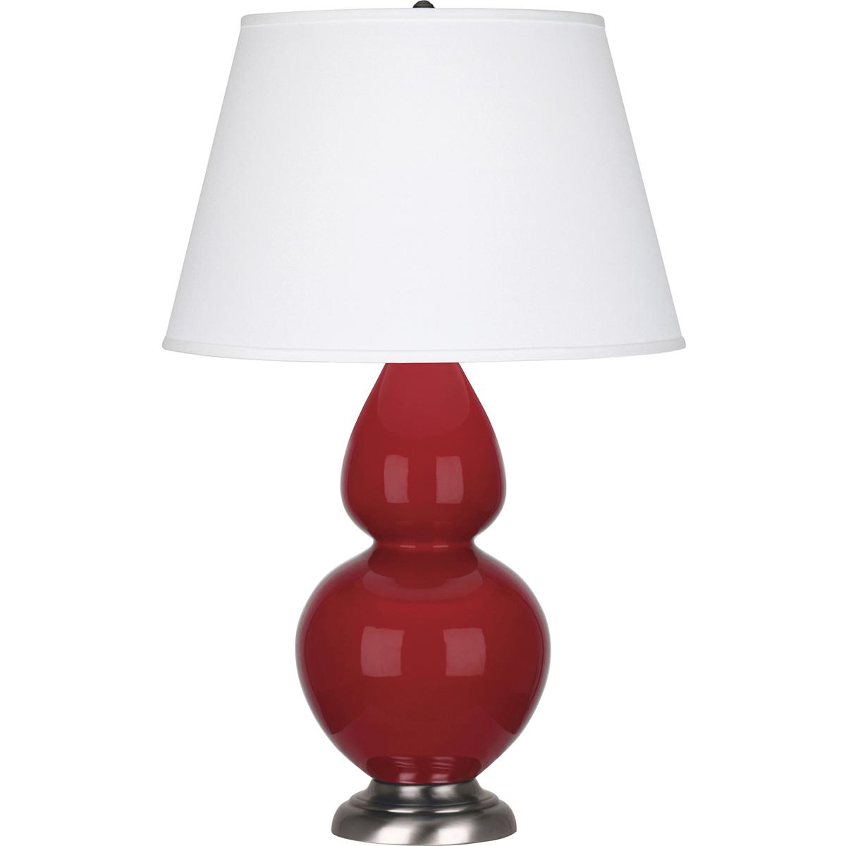 Robert Abbey RR22X Double Gourd 31 inch 150 watt Ruby Red Glazed Ceramic with Antique Silver Table Lamp Portable Light in Pearl Dupioni