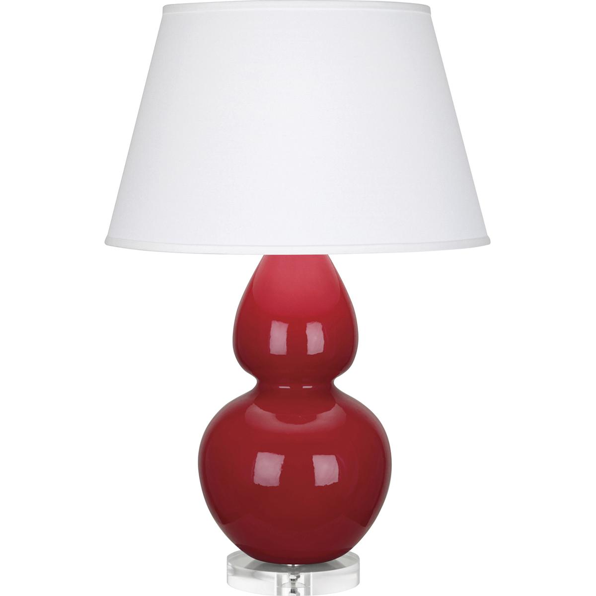 Robert Abbey RR23X Double Gourd 30 inch 150 watt Ruby Red Glazed Ceramic with Lucite Base Table Lamp Portable Light in Pearl Dupioni