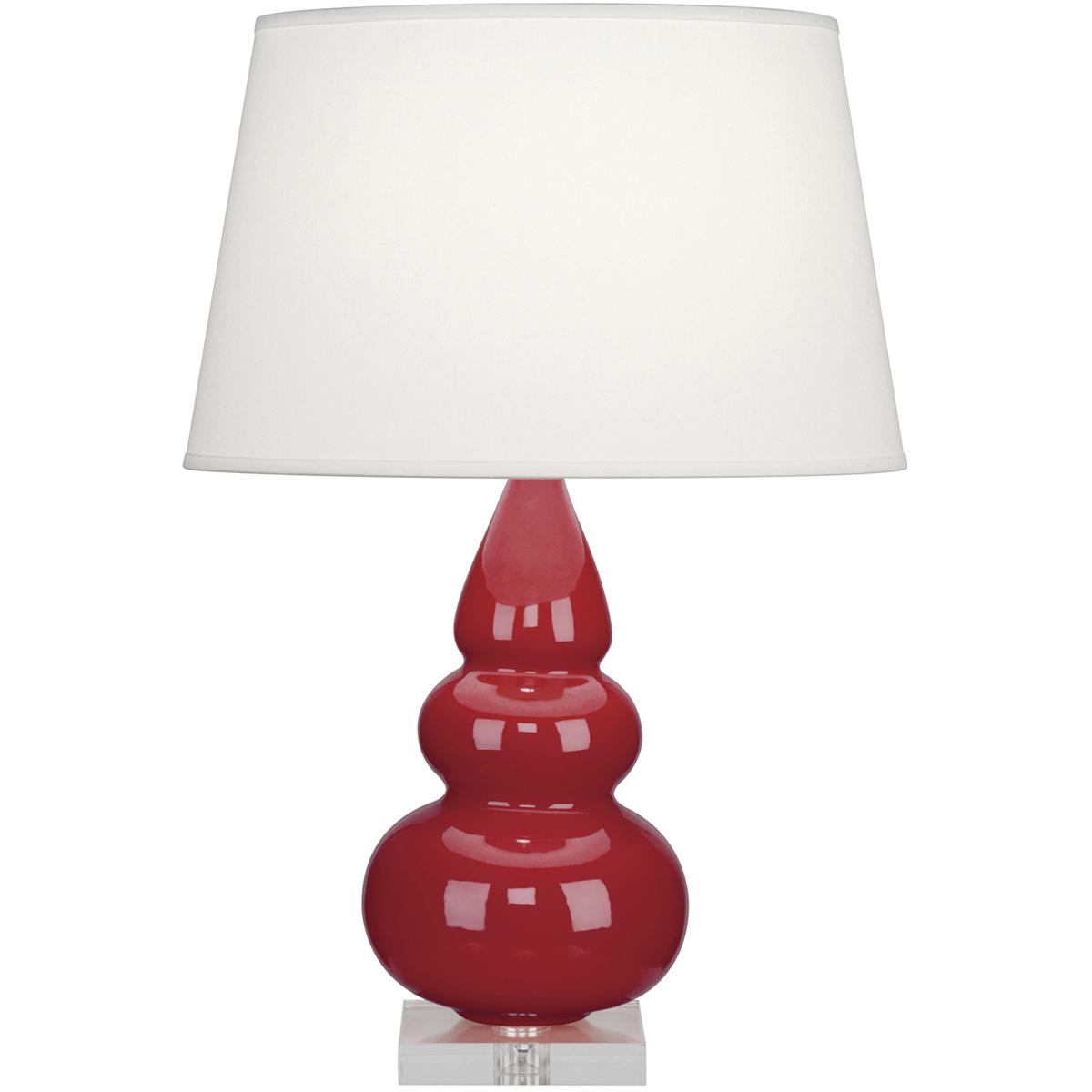 RR33X Ruby Red Small Triple Gourd Accent Lamp, Ruby Red Glazed Ceramic with Lucite Base - 24 x 7.25 in.