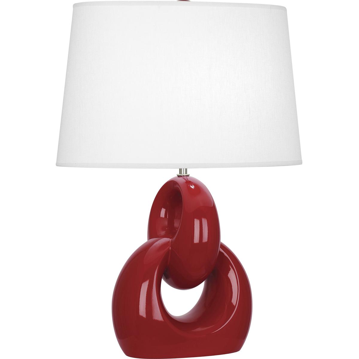 RR981 Ruby Red Fusion Table Lamp, Ruby Red Glazed Ceramic with Polished Nickel Accents - 27 x 11.25 in.