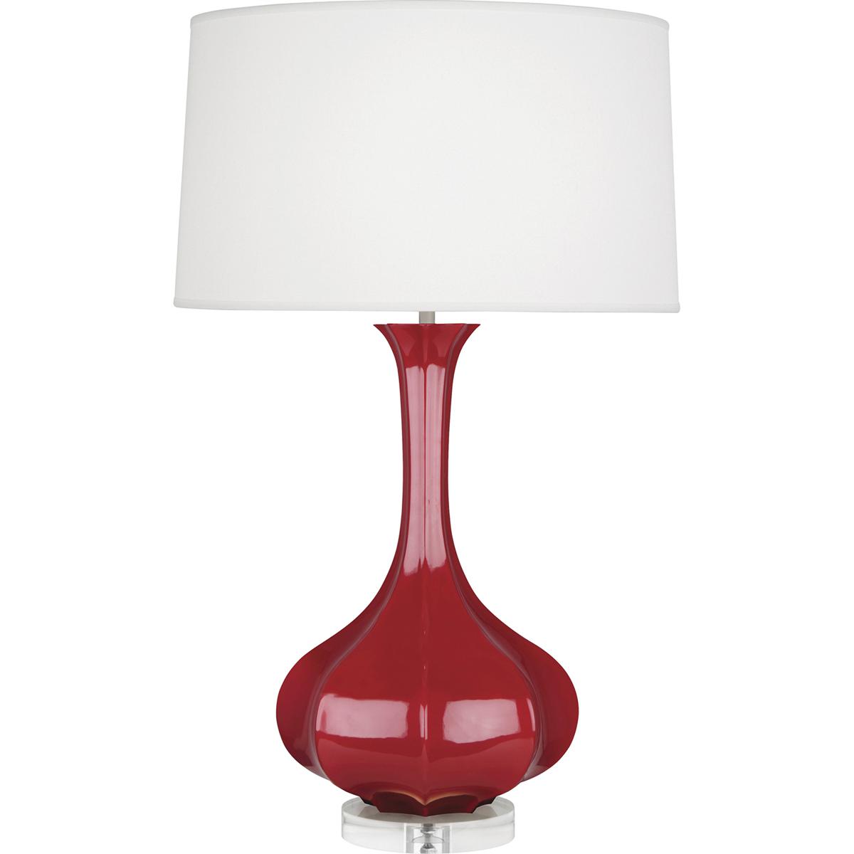 RR996 Ruby Red Pike Table Lamp, Ruby Red Glazed Ceramic with Lucite Base - 32.75 x 11.5 in.