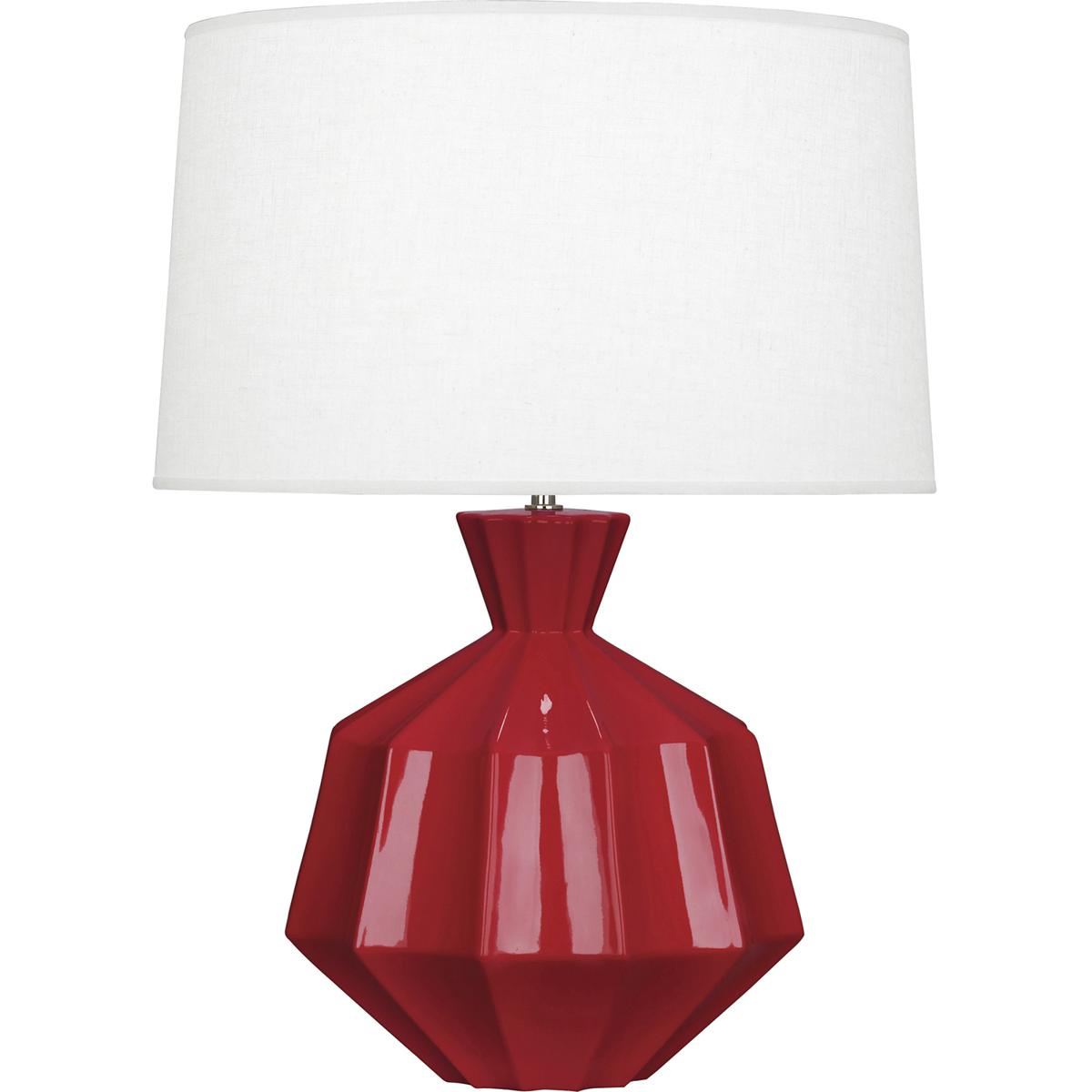 Robert Abbey RR999 Orion 27 inch 150 watt Ruby Red Table Lamp Portable Light, Polished Nickel Accents