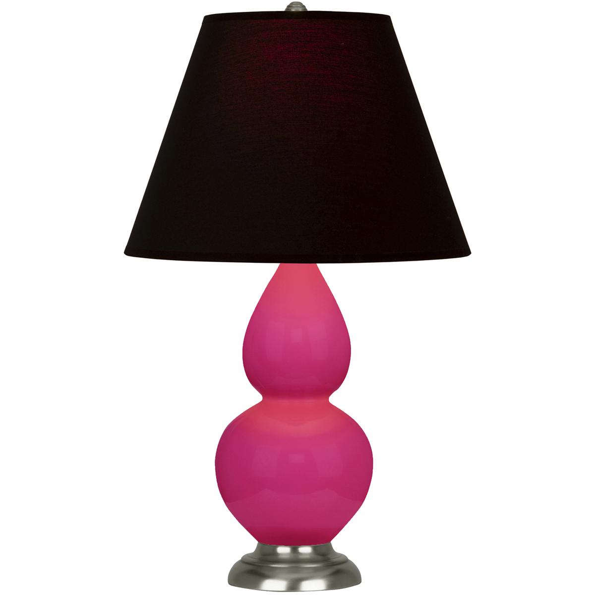 Robert Abbey RZ12K Small Double Gourd 22.75 inch 150 watt Razzle Rose Glazed Ceramic with Antique Silver Accent Lamp Portable Light in Ink Black with