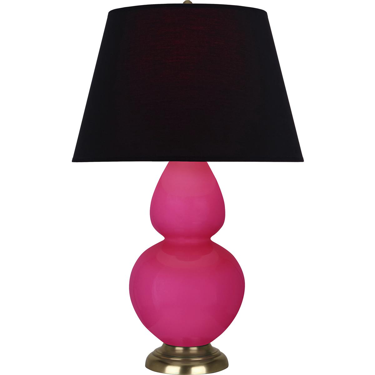 Robert Abbey RZ20K Double Gourd 31 inch 150 watt Razzle Rose Glazed Ceramic with Antique Natural Brass Table Lamp Portable Light in Ink Black with Ros