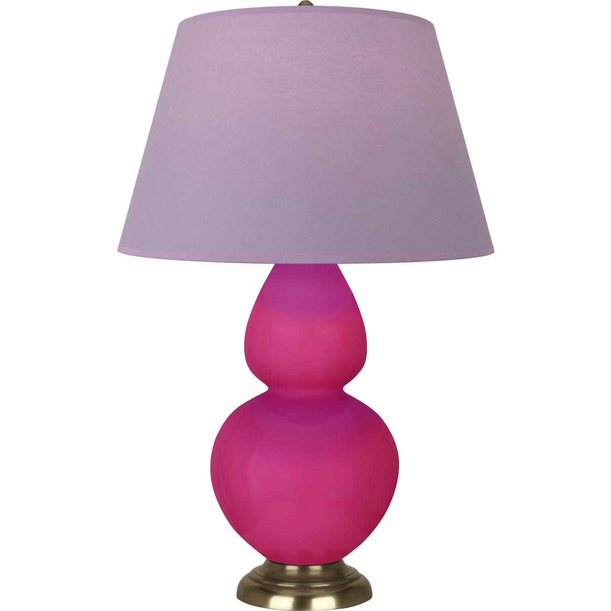 Robert Abbey RZ20L Double Gourd 31 inch 150 watt Razzle Rose Glazed Ceramic with Antique Natural Brass Table Lamp Portable Light in Lavender with Plum