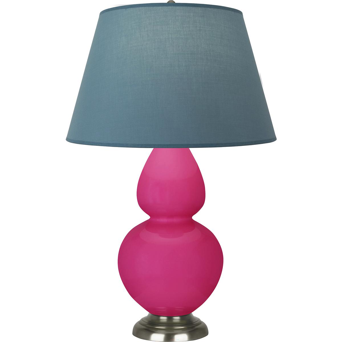 Robert Abbey RZ22B Double Gourd 31 inch 150 watt Razzle Rose Glazed Ceramic with Antique Silver Table Lamp Portable Light in Bright Blue with Gray