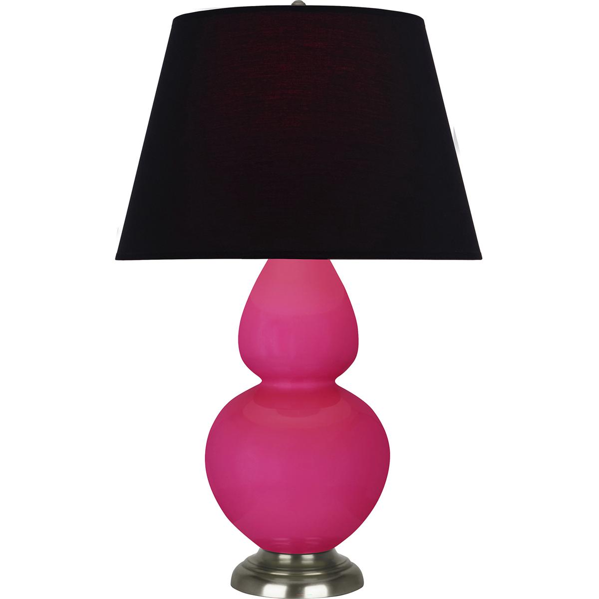 Robert Abbey RZ22K Double Gourd 31 inch 150 watt Razzle Rose Glazed Ceramic with Antique Silver Table Lamp Portable Light in Ink Black with Rose Red