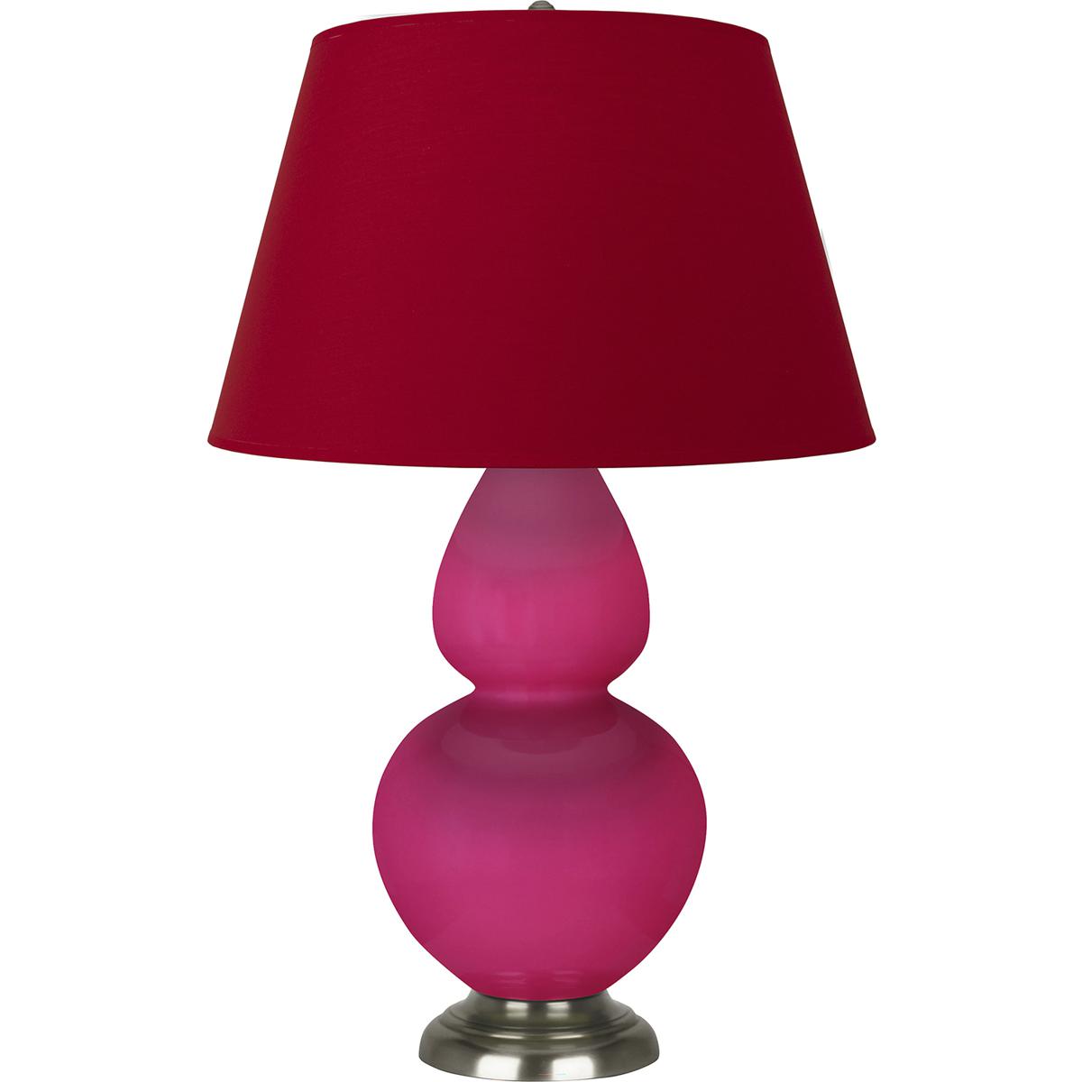 Robert Abbey RZ22R Double Gourd 31 inch 150 watt Razzle Rose Glazed Ceramic with Antique Silver Table Lamp Portable Light in Rose Red with Ink Black