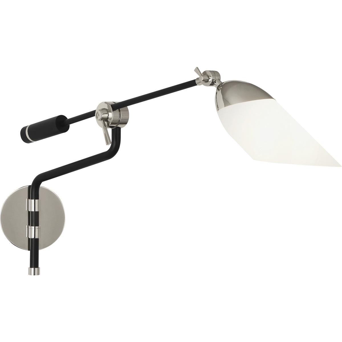 Robert Abbey S1212 Ferdinand 12.5 inch 60 watt Matte Black Painted / Polished Nickel Wall Swinger Wall Light