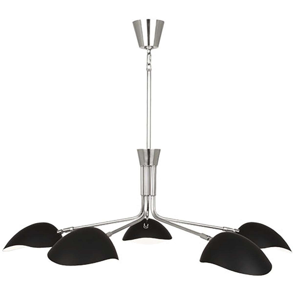 Robert Abbey S1522 Rico Espinet Racer 5 Light 50 inch Polished Nickel Chandelier Ceiling Light in Matte Black