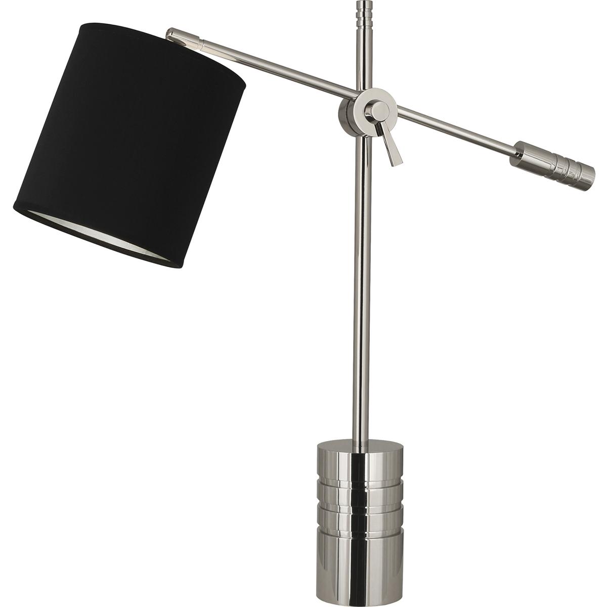 Robert Abbey S291B Campbell 27 inch 100 watt Polished Nickel Table Lamp Portable Light in Anna Black with Silver