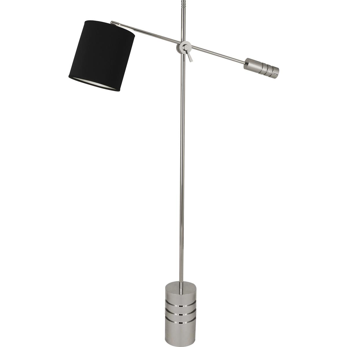 Robert Abbey S292B Campbell 62.38 inch 100 watt Polished Nickel Floor Lamp Portable Light in Anna Black with Silver