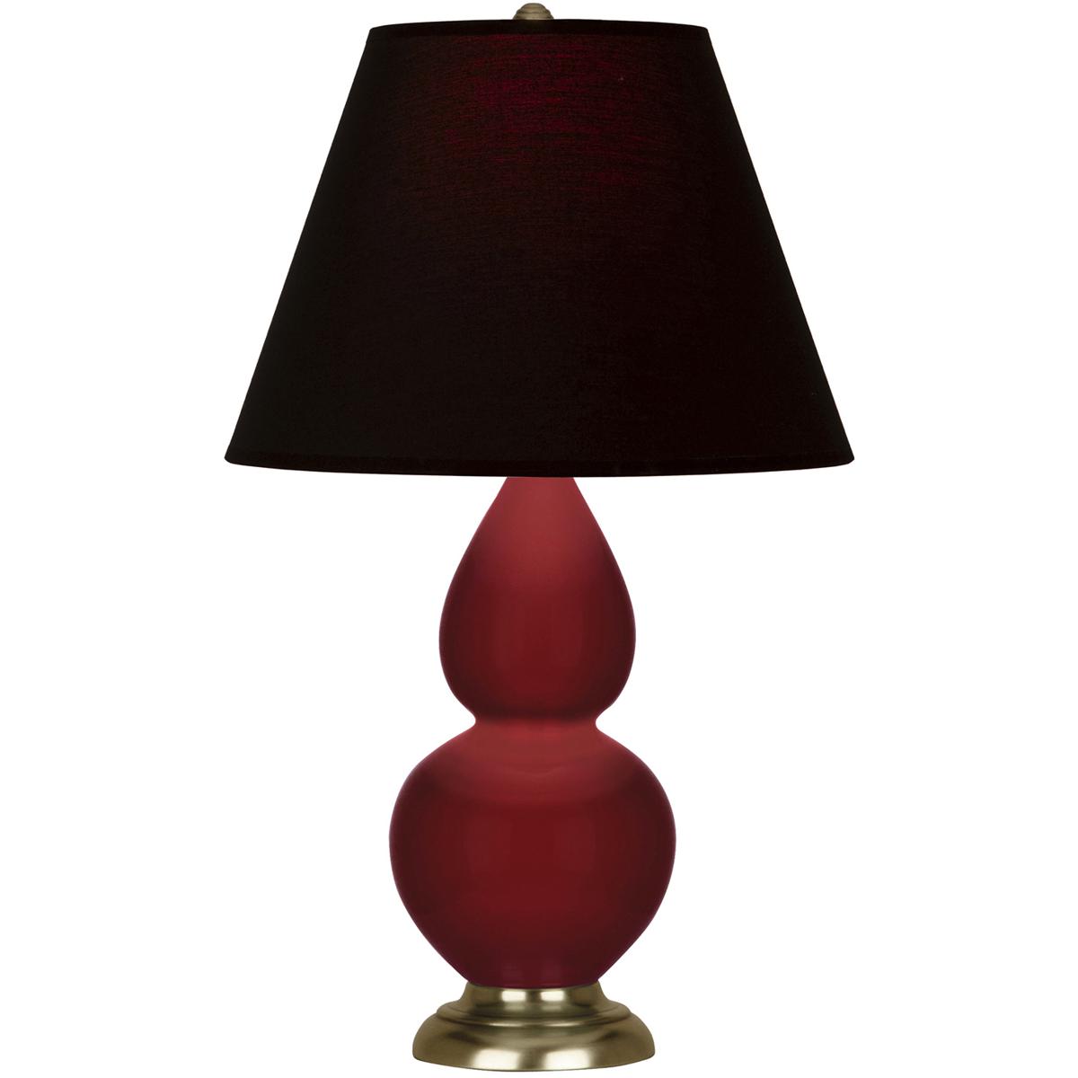 Robert Abbey SA10K Small Double Gourd 22.75 inch 150 watt Sangria Glazed Ceramic with Antique Natural Brass Accent Lamp Portable Light in Ink Black wi