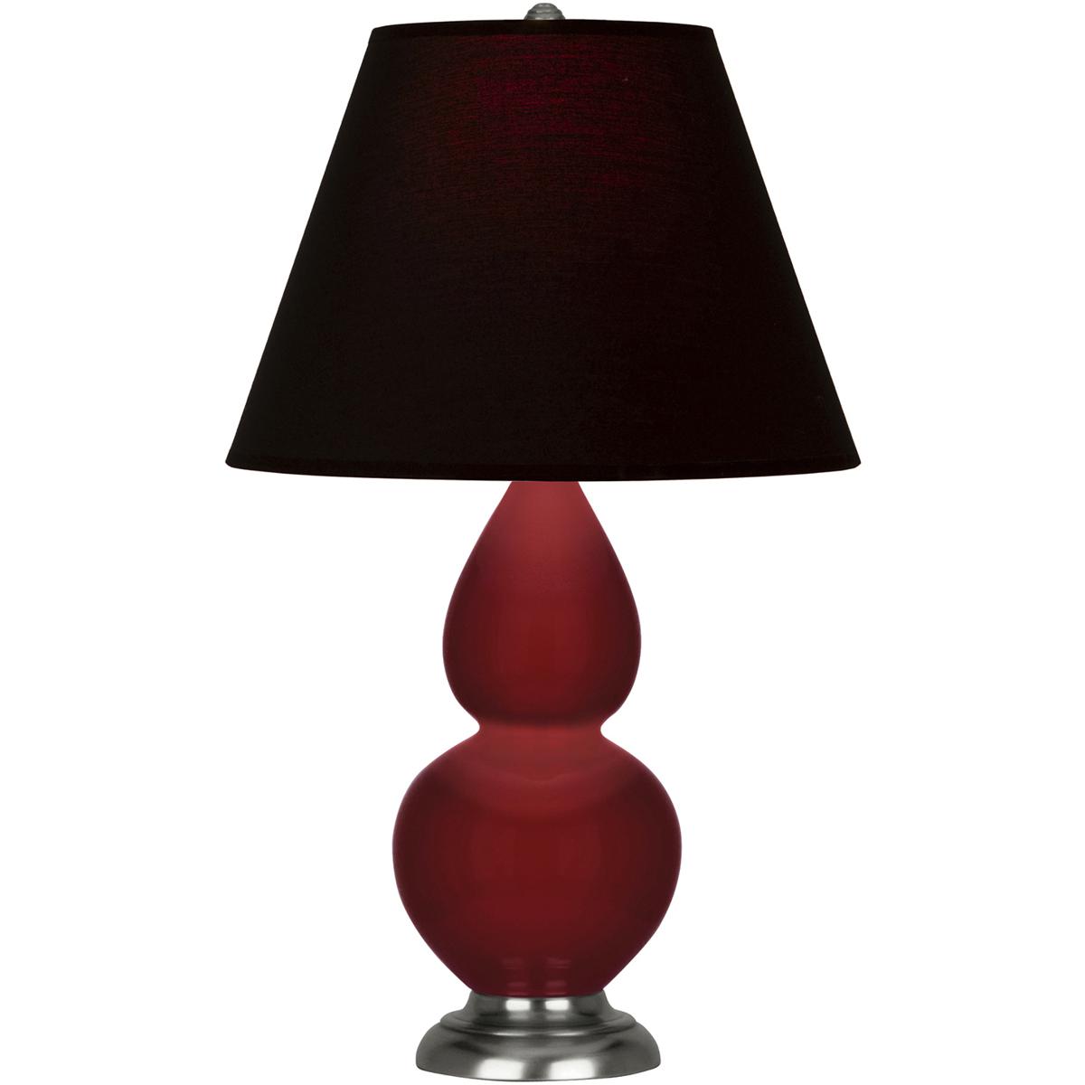 Robert Abbey SA12K Small Double Gourd 22.75 inch 150 watt Sangria Glazed Ceramic with Antique Silver Accent Lamp Portable Light in Ink Black with Rose