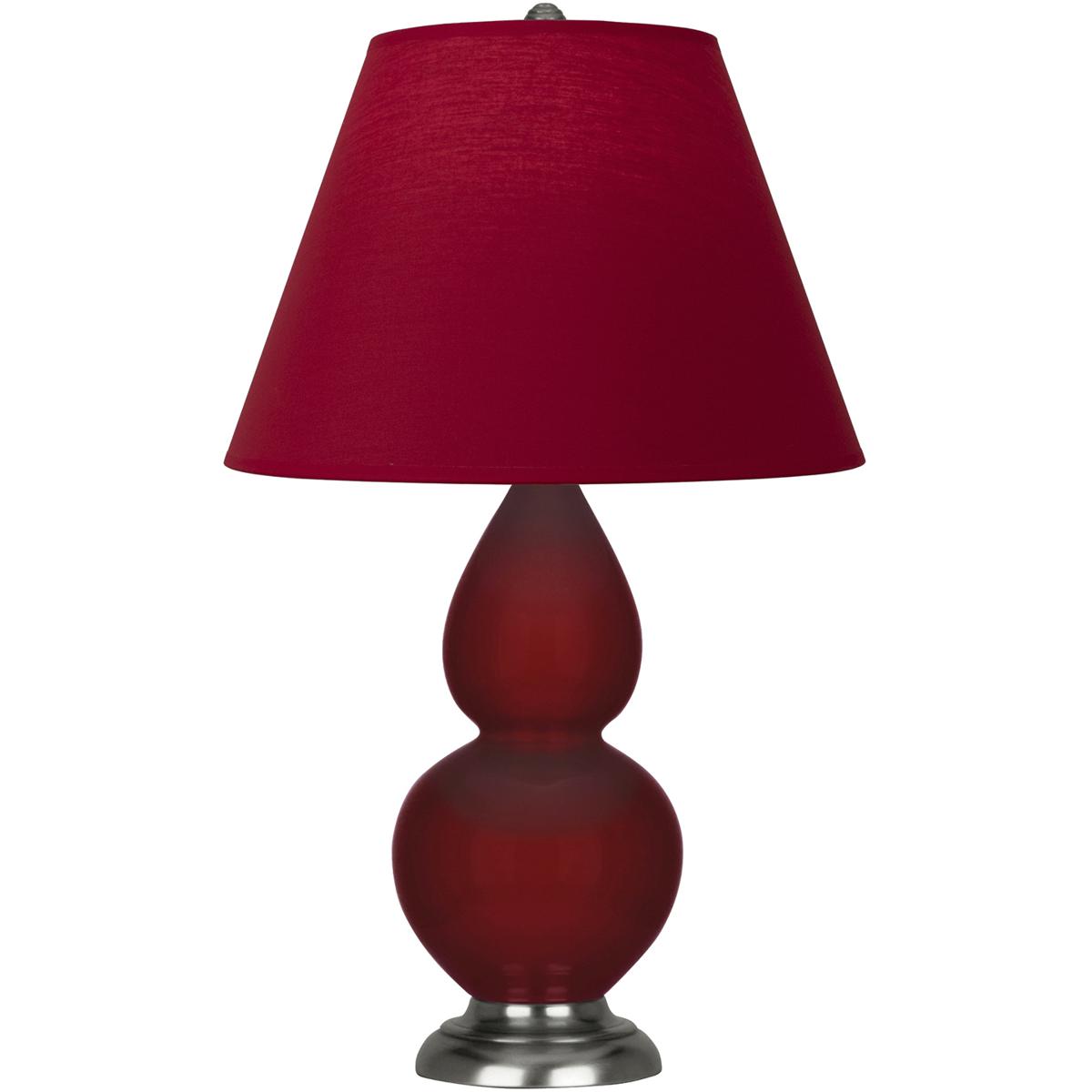 Robert Abbey SA12R Small Double Gourd 22.75 inch 150 watt Sangria Glazed Ceramic with Antique Silver Accent Lamp Portable Light in Rose Red with Ink B