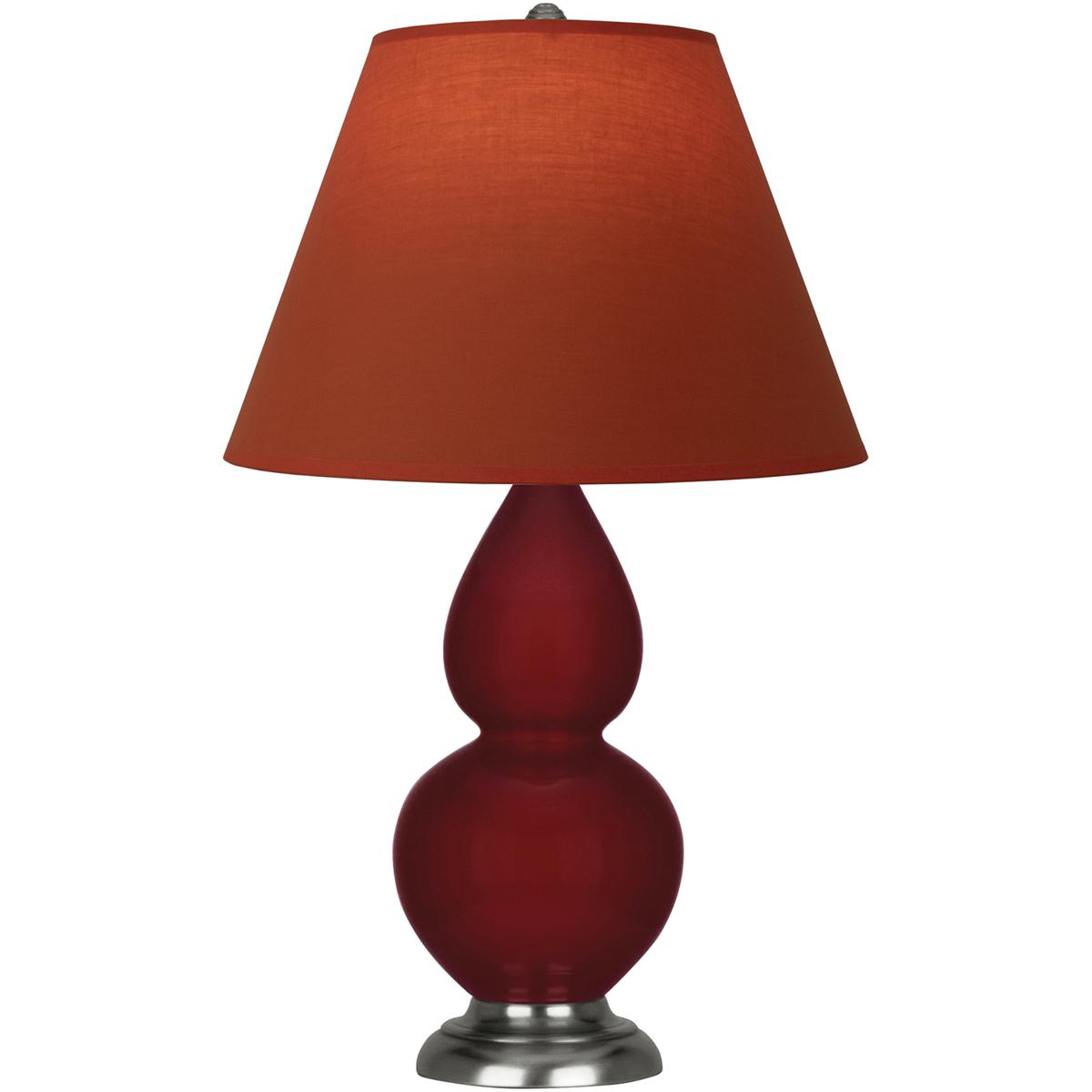 Robert Abbey SA12T Small Double Gourd 22.75 inch 150 watt Sangria Glazed Ceramic with Antique Silver Accent Lamp Portable Light in Tangerine with Taup