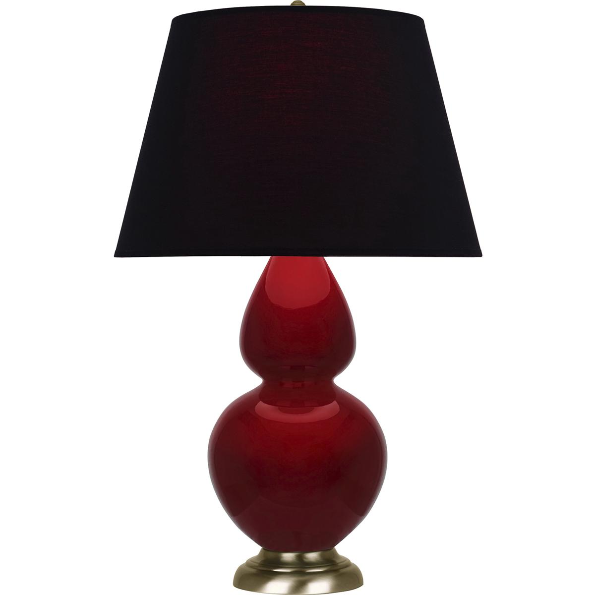 Robert Abbey SA20K Double Gourd 31 inch 150 watt Sangria Glazed Ceramic with Antique Natural Brass Table Lamp Portable Light in Ink Black with Rose Re