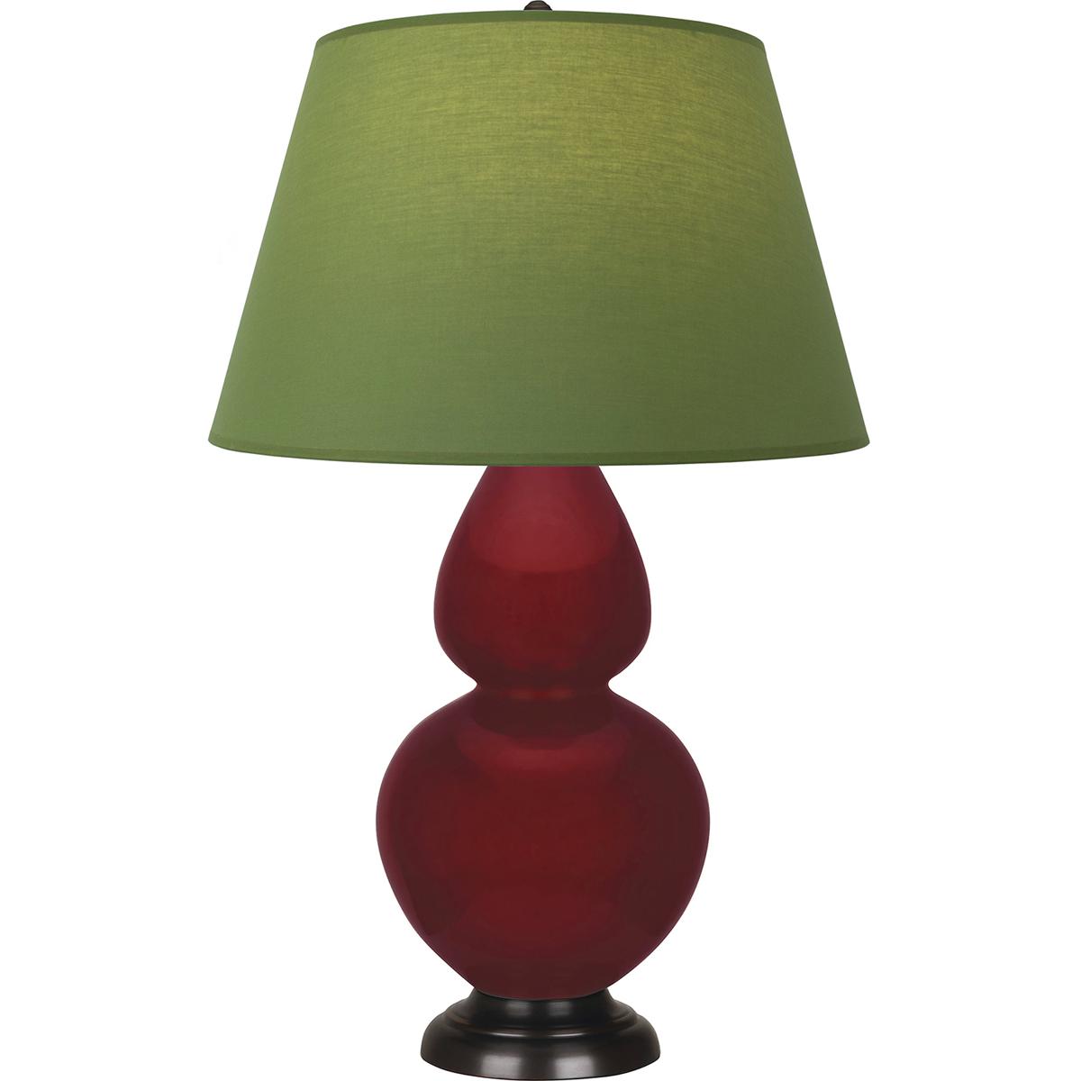 Robert Abbey SA21G Double Gourd 31 inch 150 watt Sangria Glazed Ceramic with Deep Patina Bronze Table Lamp Portable Light in Tea Green with Taupe