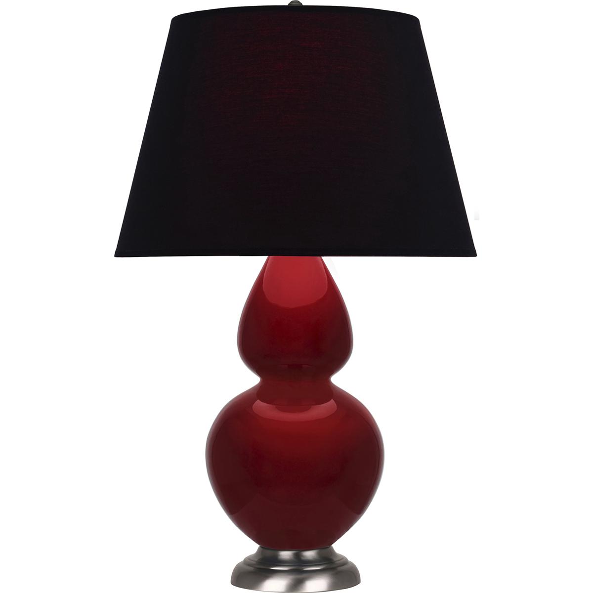Robert Abbey SA22K Double Gourd 31 inch 150 watt Sangria Glazed Ceramic with Antique Silver Table Lamp Portable Light in Ink Black with Rose Red