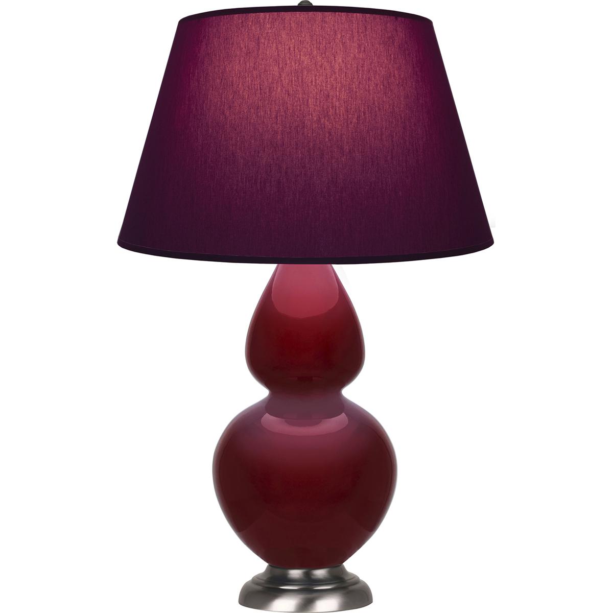 Robert Abbey SA22P Double Gourd 31 inch 150 watt Sangria Glazed Ceramic with Antique Silver Table Lamp Portable Light in Plum with Lavender