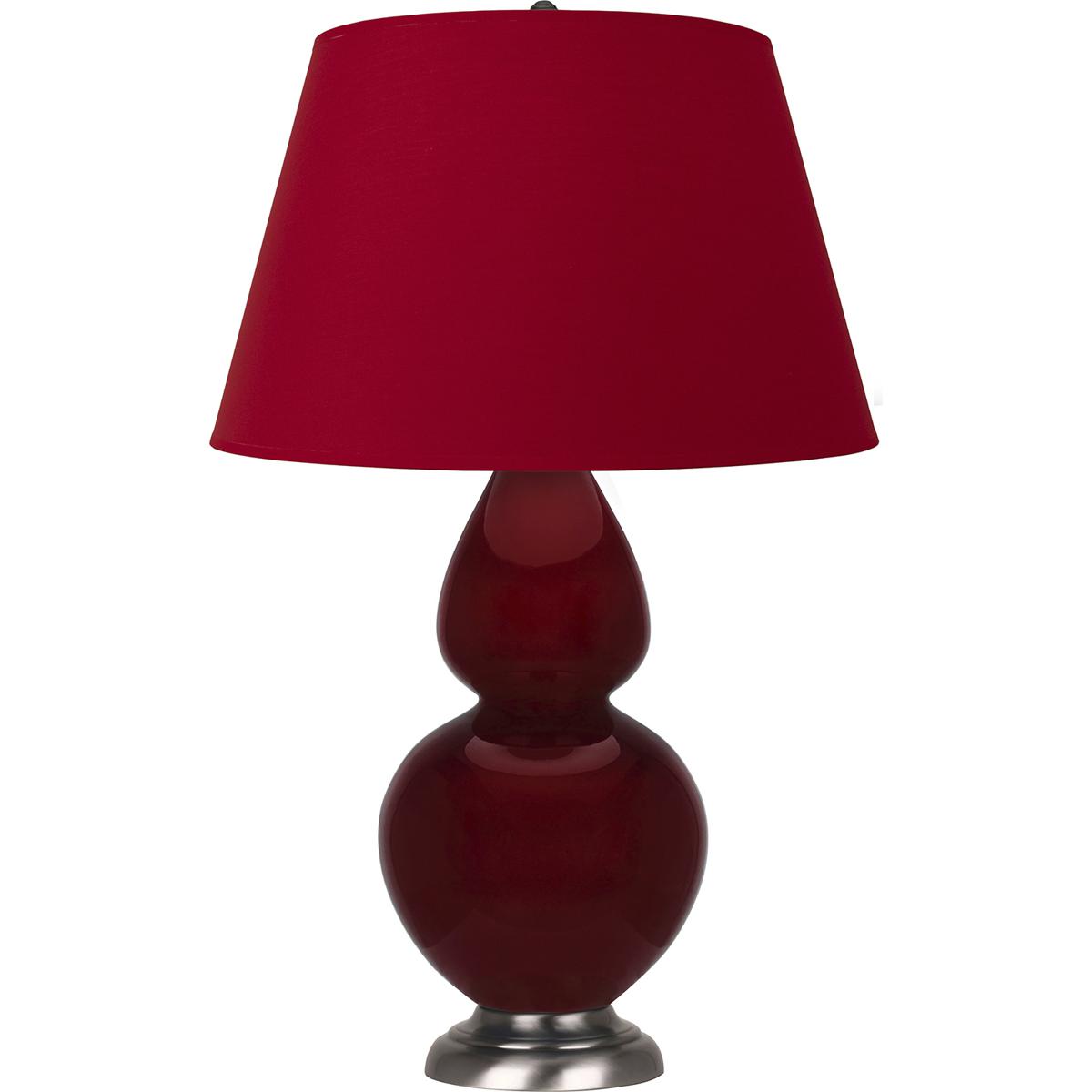 Robert Abbey SA22R Double Gourd 31 inch 150 watt Sangria Glazed Ceramic with Antique Silver Table Lamp Portable Light in Rose Red with Ink Black