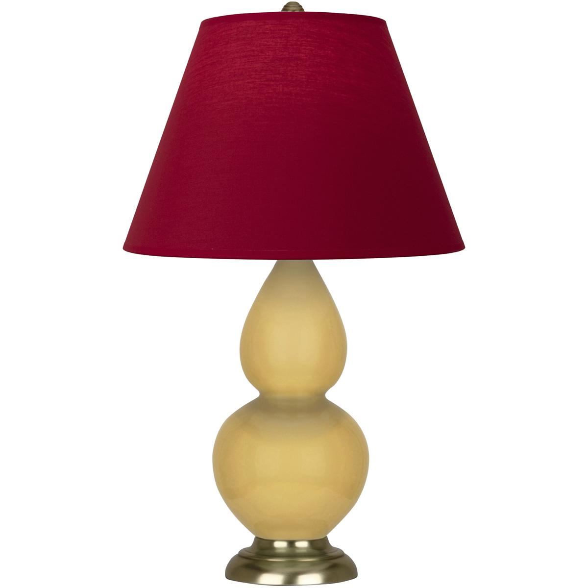 Robert Abbey SU10R Small Double Gourd 22.75 inch 150 watt Sunset Yellow Glazed Ceramic with Antique Brass Accent Lamp Portable Light in Rose Red with