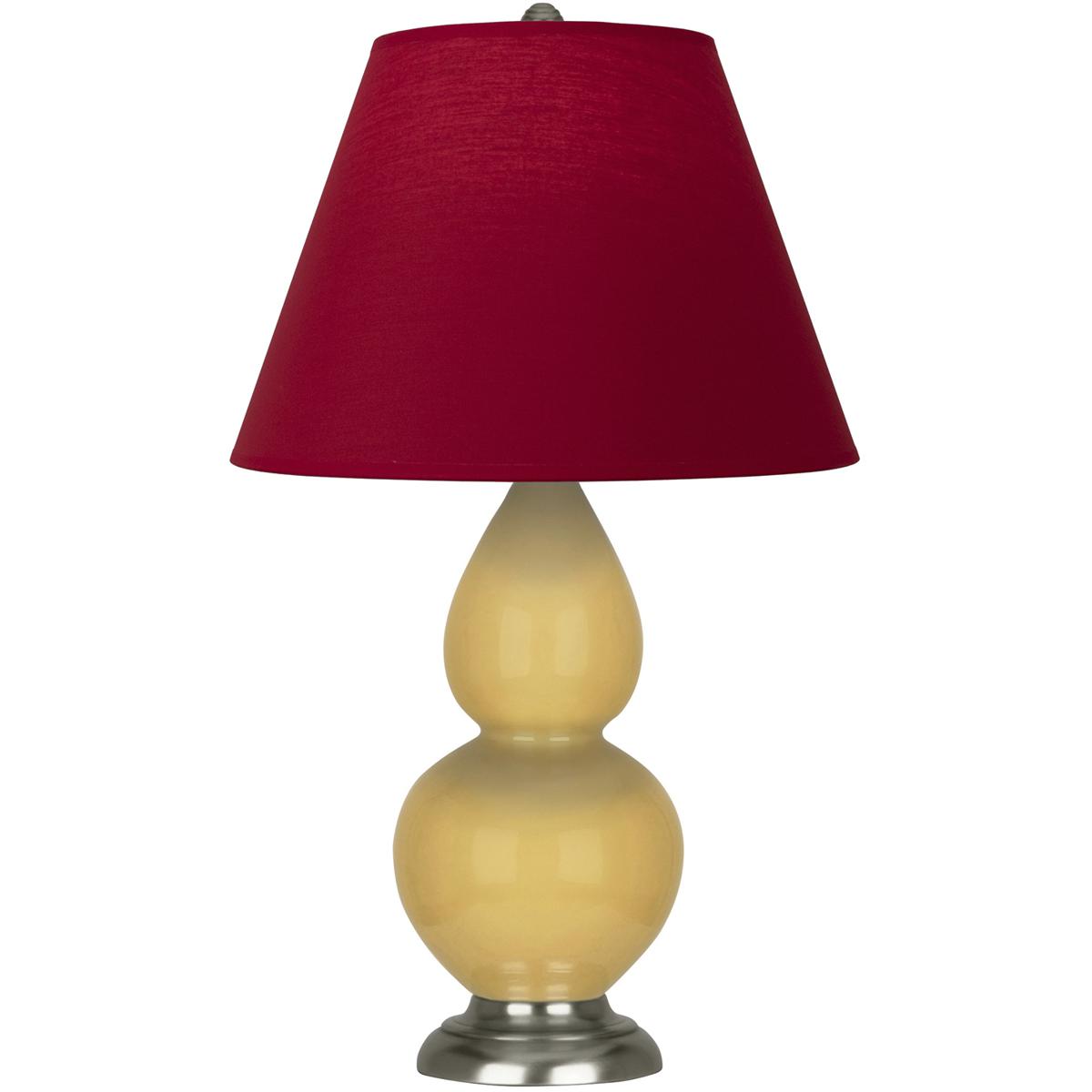 Robert Abbey SU12R Small Double Gourd 22.75 inch 150 watt Sunset Yellow Glazed Ceramic with Antique Silver Accent Lamp Portable Light in Rose Red with