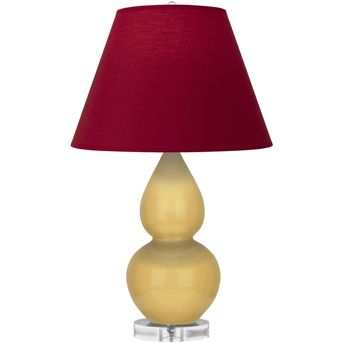 Robert Abbey SU13R Small Double Gourd 22 inch 150 watt Sunset Yellow Glazed Ceramic with Lucite Base Accent Lamp Portable Light in Rose Red with Ink B