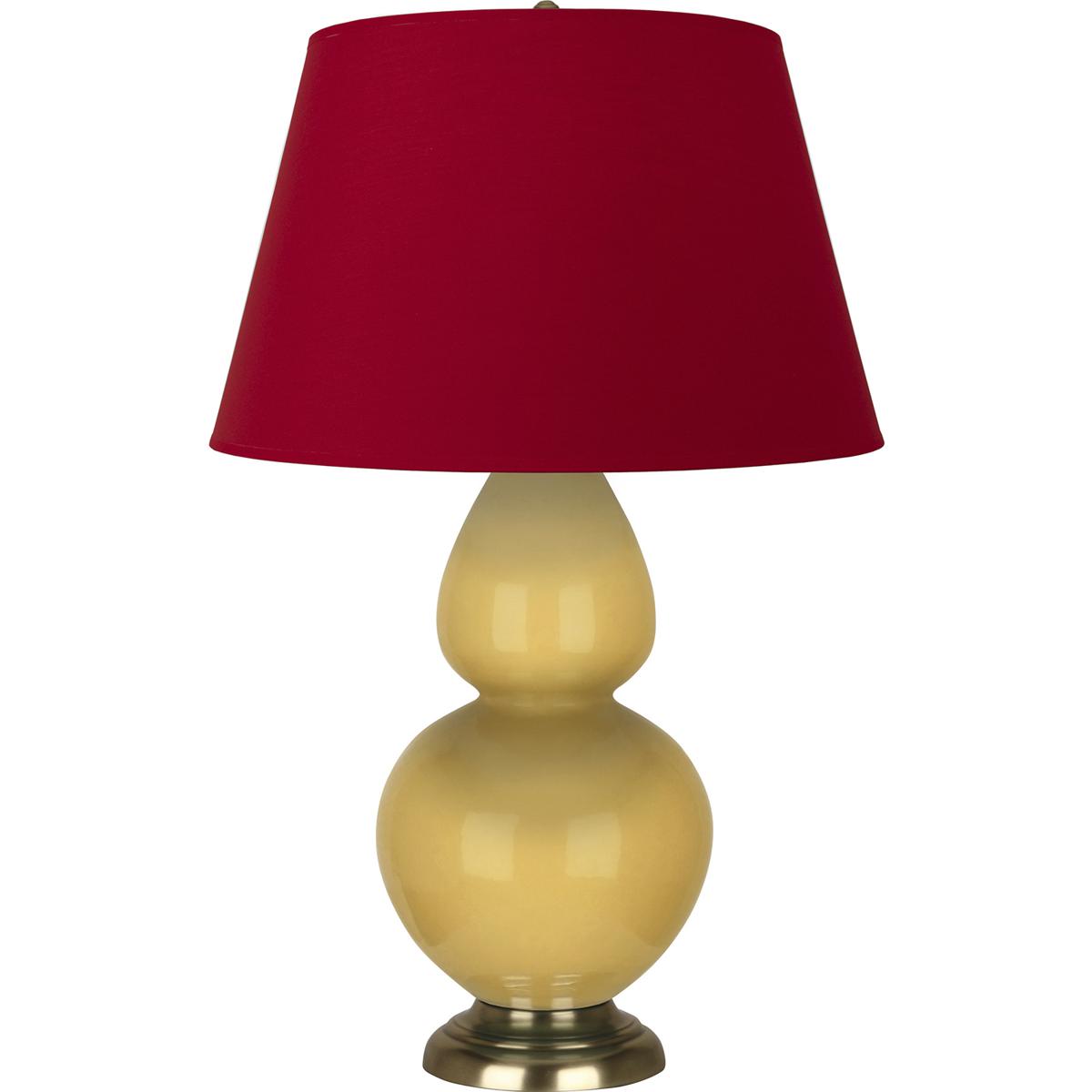 Robert Abbey SU20R Double Gourd 31 inch 150 watt Sunset Glazed Ceramic with Antique Brass Table Lamp Portable Light in Sunset Yellow, Rose Red with In