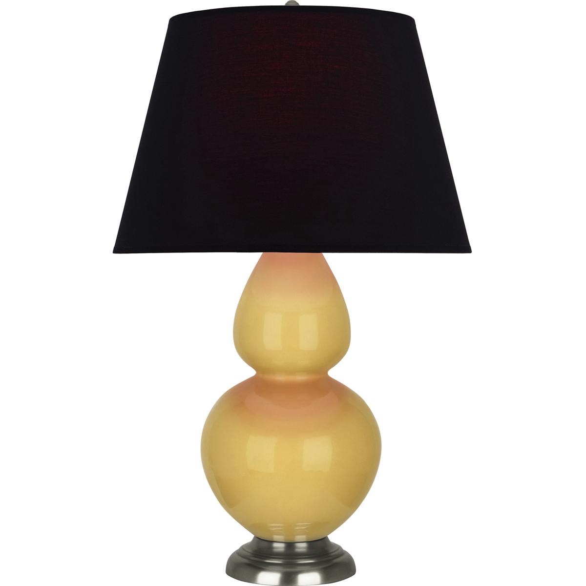 Robert Abbey SU22K Double Gourd 31 inch 150 watt Sunset Yellow Glazed Ceramic with Antique Silver Table Lamp Portable Light in Ink Black with Rose Red