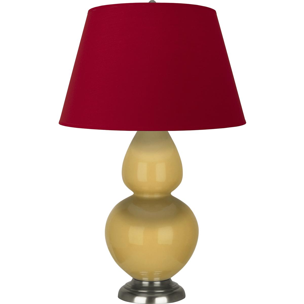 Robert Abbey SU22R Double Gourd 31 inch 150 watt Sunset Yellow Glazed Ceramic with Antique Silver Table Lamp Portable Light in Rose Red with Ink Black