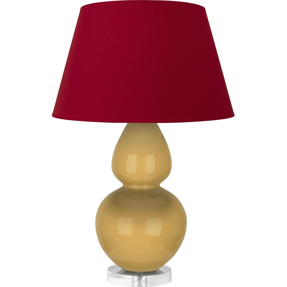 Robert Abbey SU23R Double Gourd 30 inch 150 watt Sunset Yellow Glazed Ceramic with Lucite Base Table Lamp Portable Light in Rose Red with Ink Black