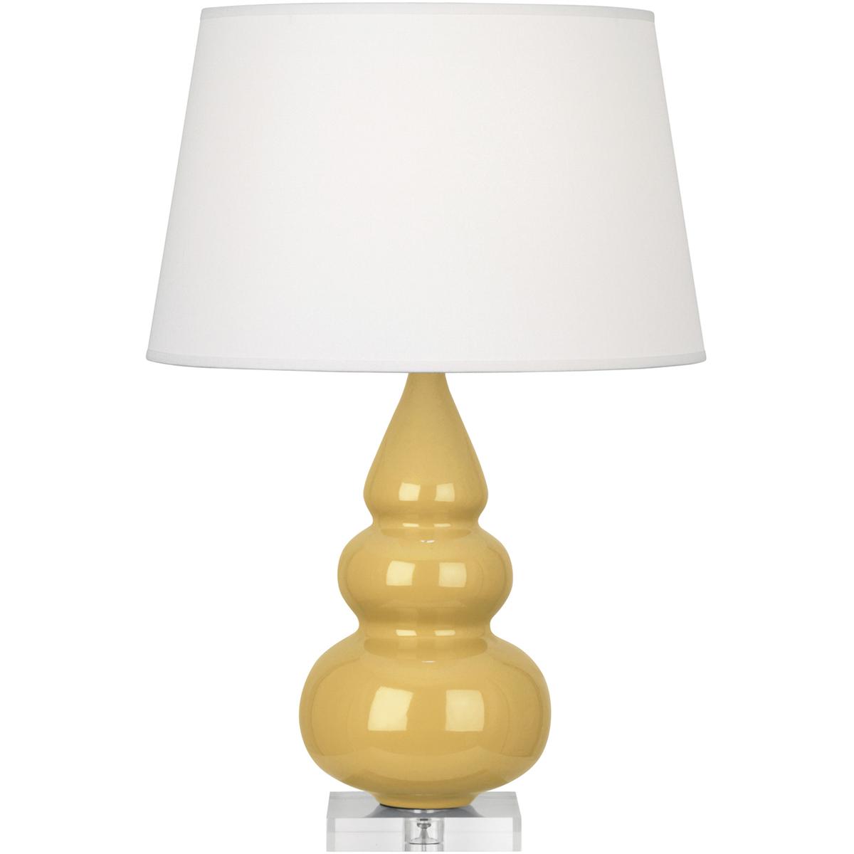 SU33X Sunset Small Triple Gourd Accent Lamp, Sunset Yellow Glazed Ceramic with Lucite Base - 24 x 7.25 in.