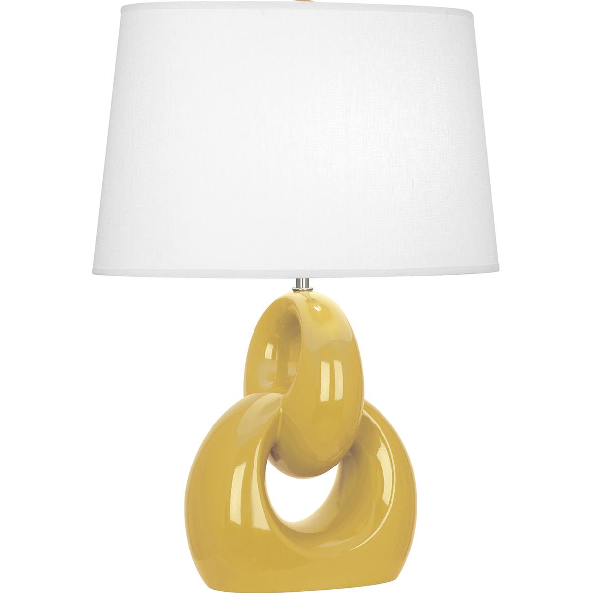 SU981 Sunset Fusion Table Lamp, Sunset Yellow Glazed Ceramic with Polished Nickel Accents - 27 x 11.25 in.