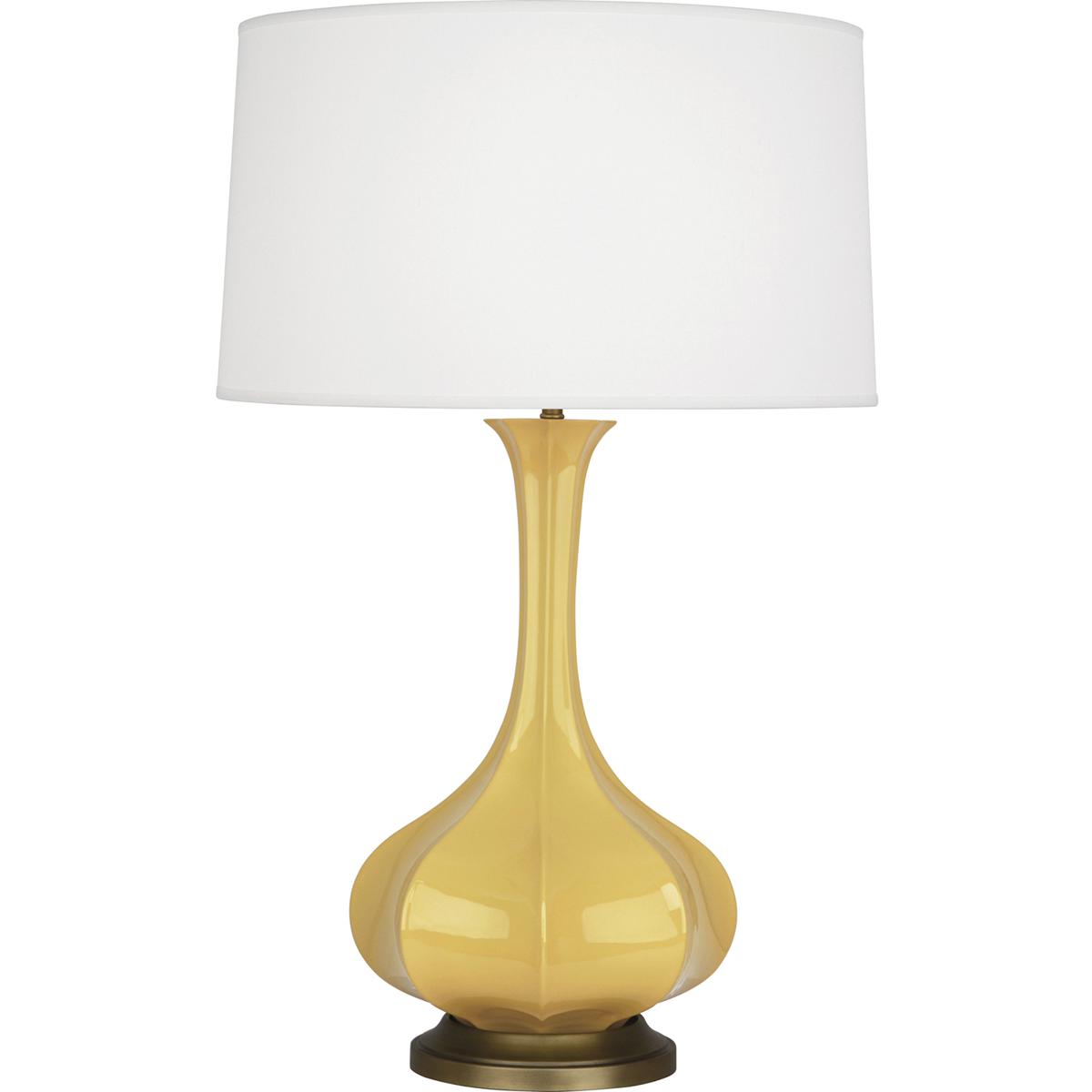 SU994 Sunset Pike Table Lamp, Sunset Yellow Glazed Ceramic with Aged Brass Accents - 31.88 x 11.5 in.