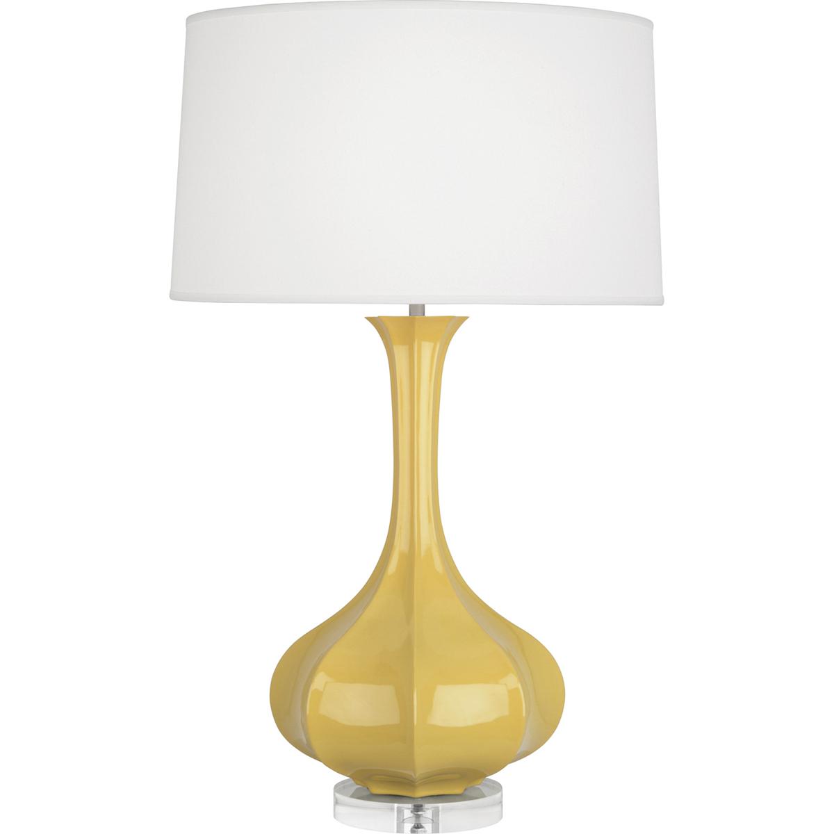 SU996 Sunset Pike Table Lamp, Sunset Yellow Glazed Ceramic with Lucite Base - 32.75 x 11.5 in.