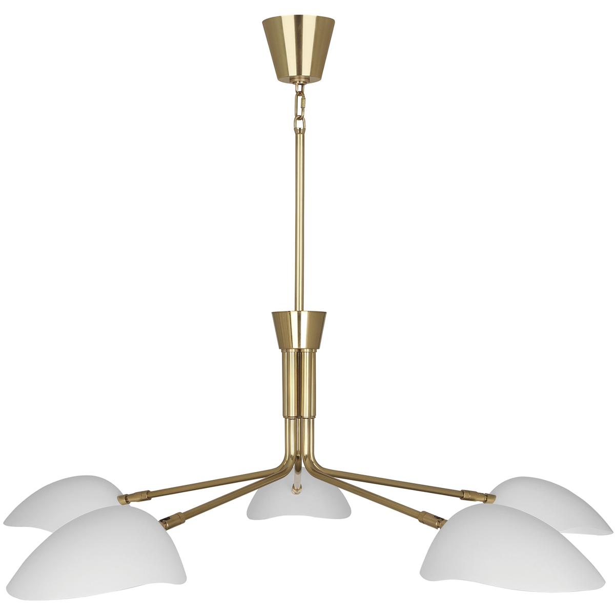 Robert Abbey W1522 Rico Espinet Racer 5 Light 50 inch Modern Brass Chandelier Ceiling Light in Satin White