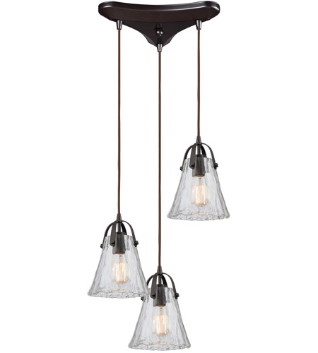 Spark & Spruce 24334-ORCH Graves 3 Light 12 inch Oil Rubbed Bronze Mini Pendant Ceiling Light in Triangular Canopy, Triangular