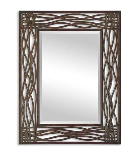 Spark & Spruce 23954-DM Lucky 42 X 32 inch Distressed Mocha Brown Forged Metal Wall Mirror