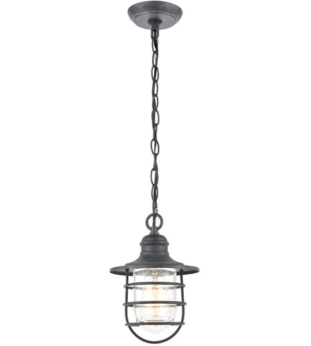 Spark & Spruce 24516-AZCI Kelby 1 Light 7 inch Aged Zinc Outdoor Hanging