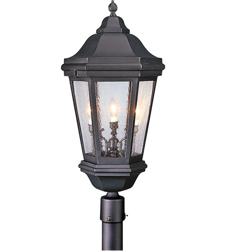 Spark & Spruce 23842-ABCS Clay 3 Light 34 inch Antique Bronze Post Lantern Fluorescent