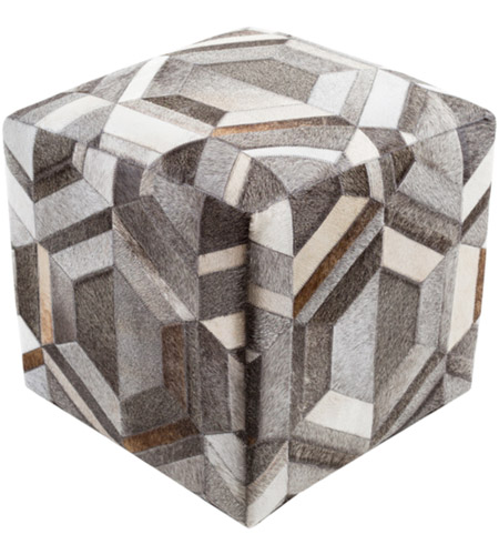 Spark & Spruce 25018-MG Sadie 18 inch Medium Gray/Dark Brown/Butter/Taupe/Ivory Pouf photo