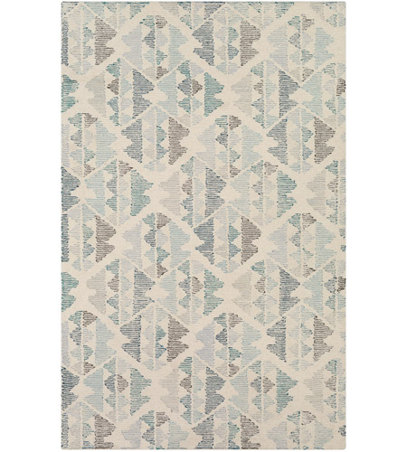 Spark & Spruce 21151-WB Essex 36 X 24 inch White/Pale Blue/Teal/Dark Brown/Light Gray Rugs photo