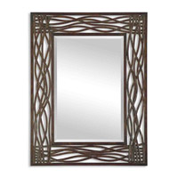 Spark & Spruce 23954-DM Lucky 42 X 32 inch Distressed Mocha Brown Forged Metal Wall Mirror thumb