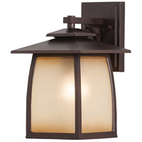 Spark & Spruce 24270-SBSI sumter 1 Light 13 inch Sorrel Brown Outdoor Wall Sconce in Striated Ivory Glass, Standard photo thumbnail