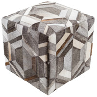 Spark & Spruce 25018-MG Sadie 18 inch Medium Gray/Dark Brown/Butter/Taupe/Ivory Pouf photo thumbnail