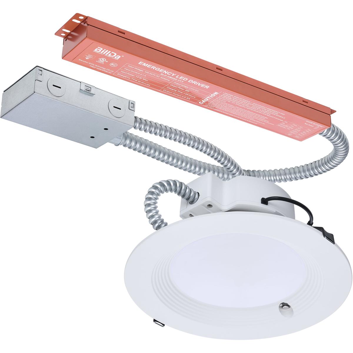 28W Field Selectable LED 8-Inch Commercial Downlight Integrated Emergency Driver Round 120-347V