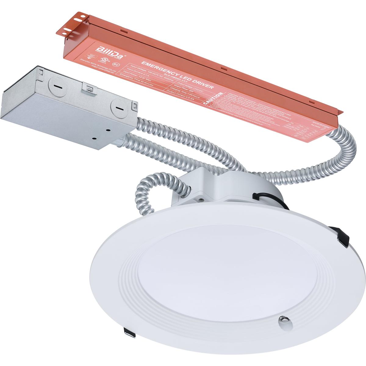 38W Field Selectable LED 10-Inch Commercial Downlight Integrated Emergency Driver Round 120-277V