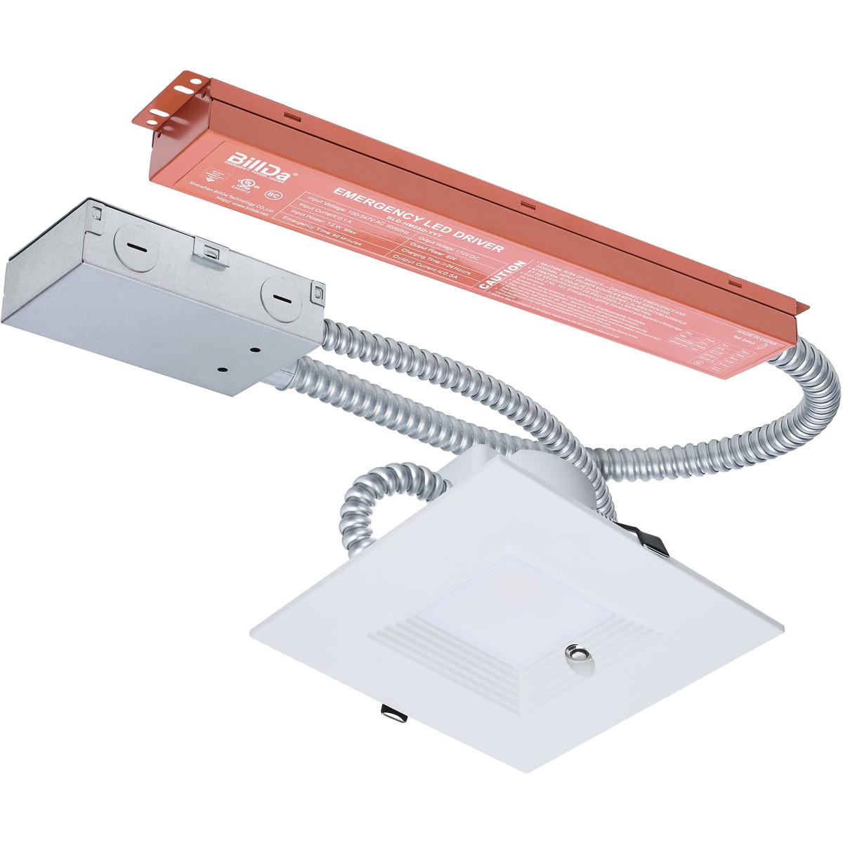 20.5W Field Selectable LED 6-Inch Commercial Downlight Integrated Emergency Driver Square 120-347V